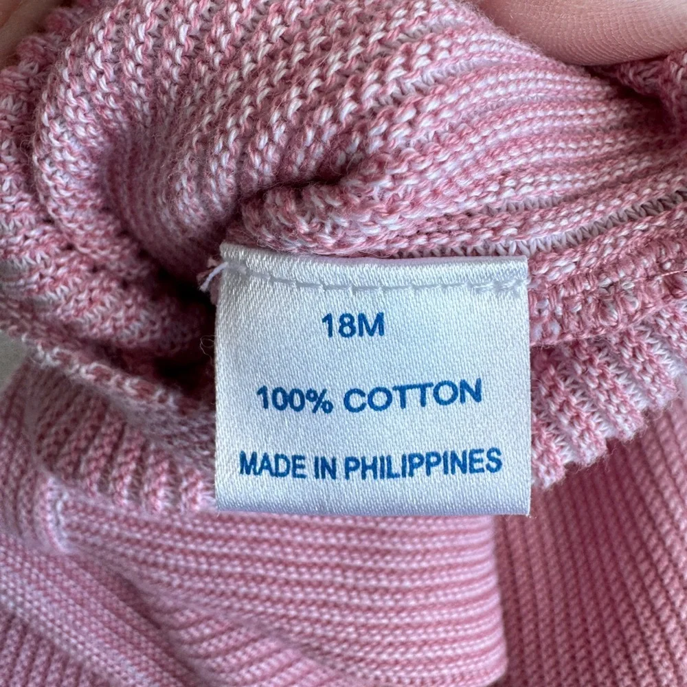 Piccino Piccina P&P‎ Baby Girl Pink 18 m Knit One Piece Cross Back 100% Cotton